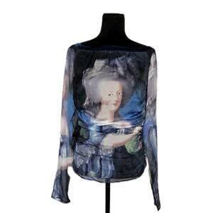 NWT D&G Dolce & Gabbana Mary Antoinette Silk Chiffon Sheer Ruched Y2K Top IT44
